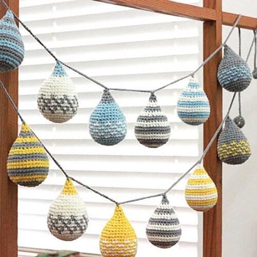 Nordic Hand-woven Knitted Cotton Water Drop Shape Pendant Wall Hanging Ornament
