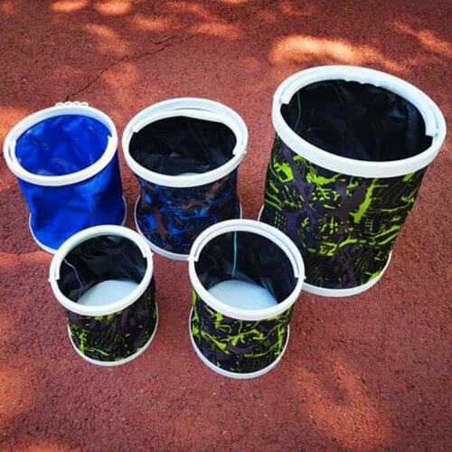 Folding Water Bucket Vehicle Portable Folding Bucket Anti-jumping Net Thickening Outdoor Tourism Camp Bucket Fishing Supplies