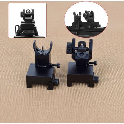 Tactical Flip Up Front & Rear Sight Set Folding Design Profile Quick Detach Rapid Transition For 20mm Picatinny/Weaver Rail