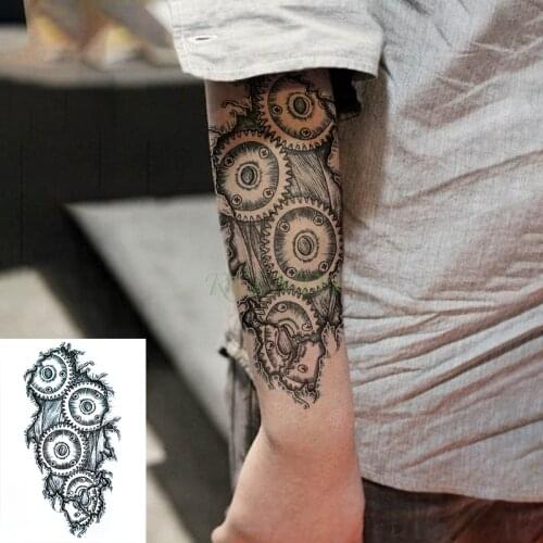 Waterproof Temporary Tattoo Sticker gearwheel industry tatto flash tatoo fake tattoos for kids men women