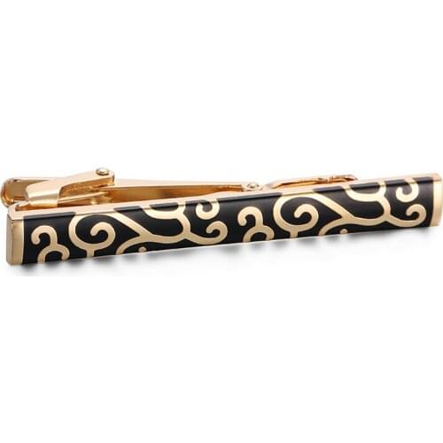 XKZM Classic golden Tie Clips for Men High Quality Enamel Engrave Pattern Necktie Tie Bar Clasp Tie Clip black Brand Jewelry