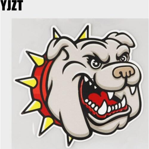 YJZT 12.9CM×12.4CM Cartoon Bulldog Head Sign Cool Car Sticker PVC Decal 11C-0149