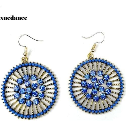 Cross-border supply of foreign trade retro round flower Mosaic rhinestone outside the Mosaic small bead earrings
