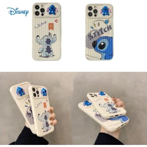 Disney Stitch Cartoon Mobile Phone Shell Doll Push-pull Lens Protection for Iphone 7 8Plus X Xr Xs Max 11 12 Promax 12 Mini