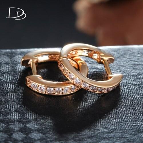 Fashion gold color Hoop Earrings for women accessories Austrian crystal jewelry wholesale simple circle vintage style DDe052