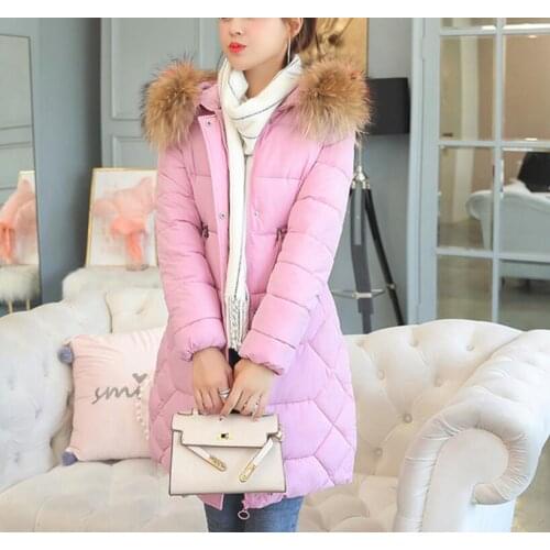 2018 autumn and winter new womens cotton suit long section Korean youth wild waist down cotton thick warm coat