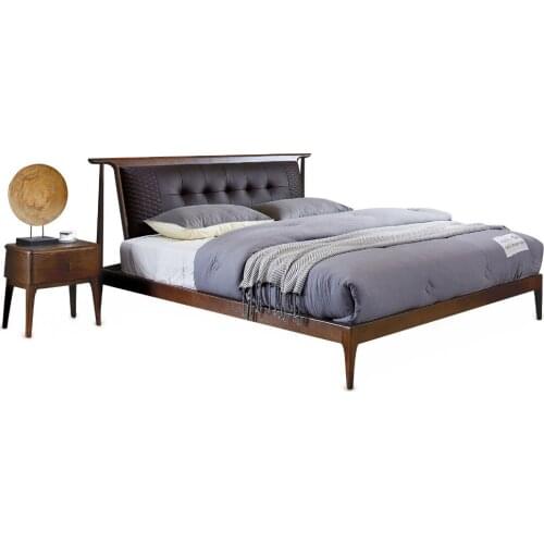 1122H202C Nordic style All solid wood Modern minimalist wedding king size bed Master bedroom furniture bed frame