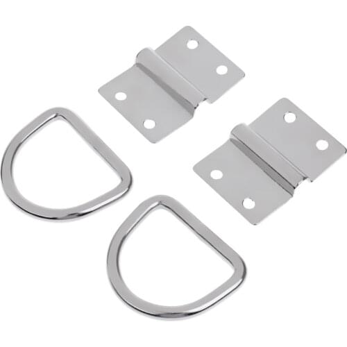 2Pcs Stainless Steel D Ring Tie Down Lashing Point Anchor Fixing Cleat Plate
