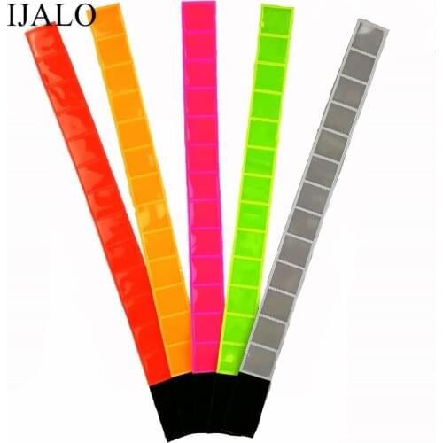 38cm Reflective Wristband strips with Velcro Bicycle Bind Pants hand Leg Strap Armband bracelets for Cycling Running Night Walk