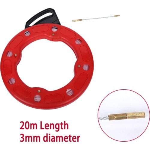 20m Fiberglass Fish Tape Reel Puller Flexible Nylon Conduit Conduit Ducting Rodder Pulling Wire Cable 3.0mm Fishing Tool