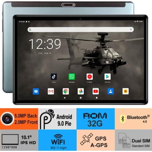 2021 Глобальная версия 10-дюймовый планшетный ПК ОС Android 9.0 Pie Dual cameras Rear pixel 5.0MP 32GB ROM 1280*800 IPS TABLET