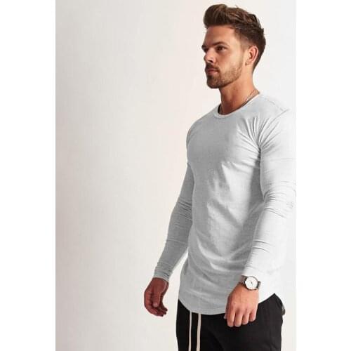 2021 Fashion O Neck Long Sleeve T Shirt Men Slim T-Shirt Tops Casual Muscle Tops Mens Summer Autumn Cotton Gyms Clothing