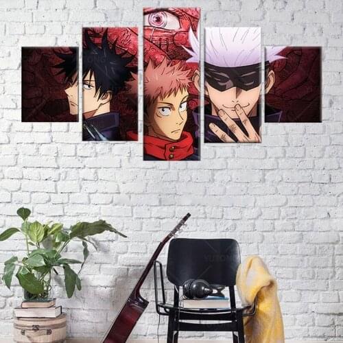 5pcs Anime Jujutsu Kaisen Poster Animation Wall Art Satoru Gojo Wallpaper Canvas painting Art Wall frame