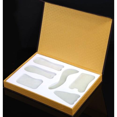 6 pcs Jade scraping plates set stovepipe facial massage acupuncture massage stone body massage use