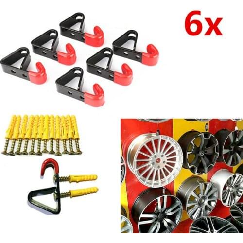 6x Wheel Rim Hub Hooks Shop Display Stand Rack Metal Holder Wall Mounted Hanging for Car Store Show Exhibition Room