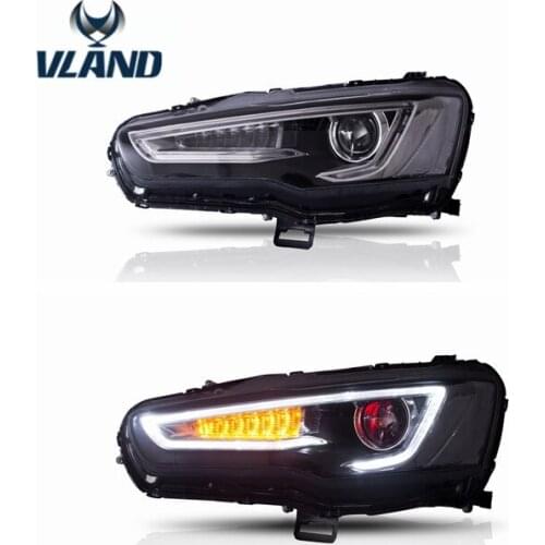 VLAND factory for auto Car Headlight for LANCER LED Head light for 2008 2009 2010 2013-2018 for LANCER Head lamp with demon eyes