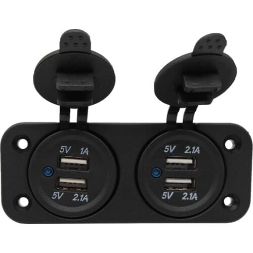 USB Car Charger For Motorcycle Auto Truck ATV Boat 12V LED Car-Charger Cigarette Lighter Power Adapter For Mobile Phone