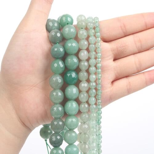 1Strand/Lot 4/6/8/10/12mm Natural Stone Green Dongling Round Beads Loose Spacer Bead For Jewelry Making DIY Accessories