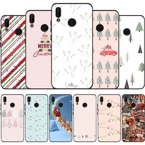 Christmas background black soft Phone Case for huawei P40 P30 P20 P10 Pro lite P9 Lite nova 4E 6SE Psmart 2019 Y6 9 Prime