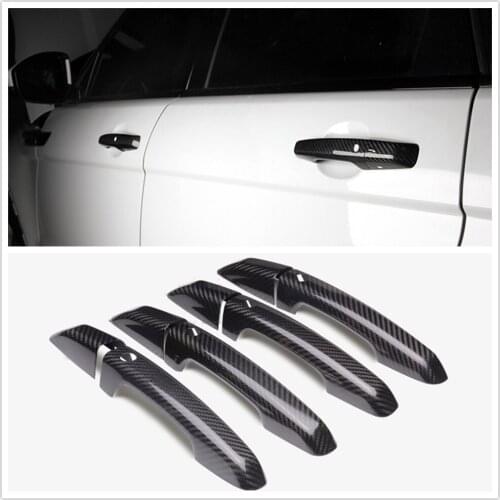 Dry Carbon Fiber Car Door Handle Cover Trim For Land Rover Discovery Sport 2015-2018 With Smart Key Hole