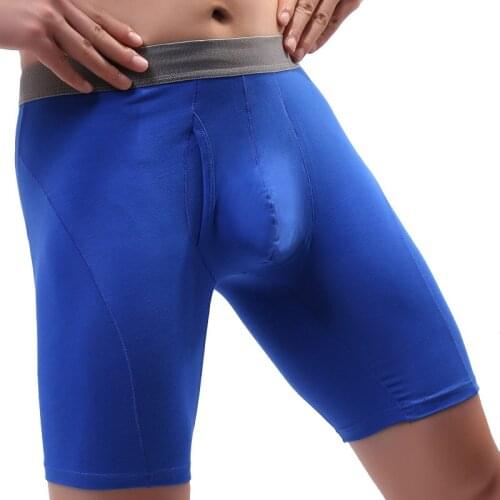 Men Long Boxer Mens Cotton Underwear Homme Boxershorts Sexy U Convex Male Boxers Long-Leg Men Panties European Size Underpants
