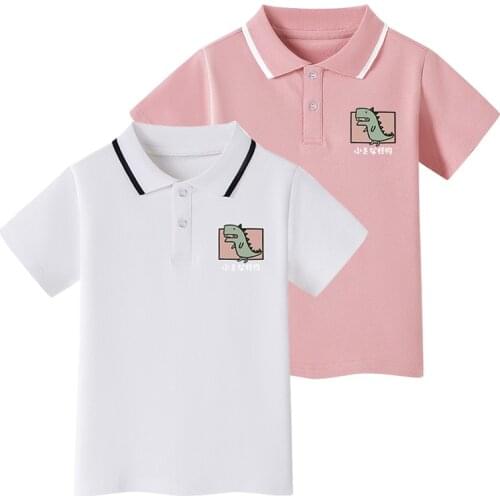 Summer Boys Polo Shirts Teen Kids Dinosaur Tshirt Cotton Breathable Fabric Tops Tees Childrens Clothes