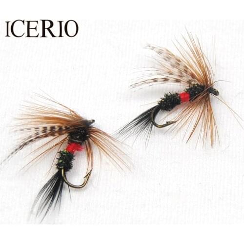 ICERIO 10PCS #12 Royal Wulff Brown Hackle Dry Fly Fishing Trout Lures
