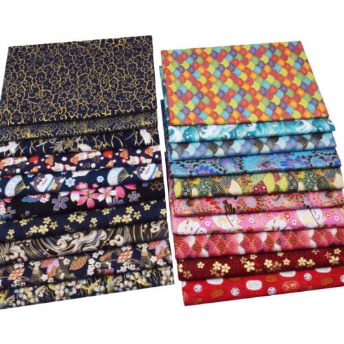 Black Navy Blue Japanese Cotton Kimono Fabric, Colorful Sea Wave Fabric For Making Dolls & Bags Patchwork Cloth