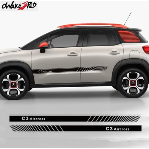 2PCS Both Side Vinyl Decals Car Body Decor Stickers Auto Door Side Skirt Stripes Decals For Citroen C3 Aircross Sport Styling