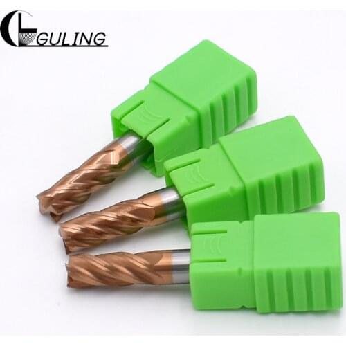 GULING 60° solid tungsten carbide end mill 4 flutes square end mills HRC60 1MM 1.5MM 2MM 2.5MM 3MM 4MM 5MM 6MM 8MM 10MM 12MM