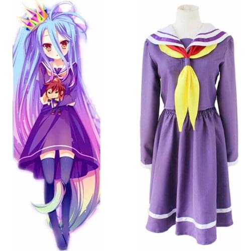 No Game No Life Shiro Emboitement Heroine Purple Cosplay Costume includes cosplay wig