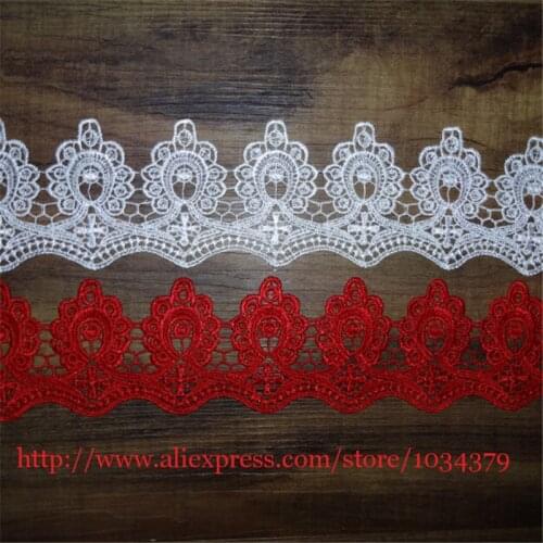 6yards Red/ White High Quality Polyester Lace DIY Accessories Lace Trim/ Cording Lace Trim for Wedding Decoration 8cm LW0009