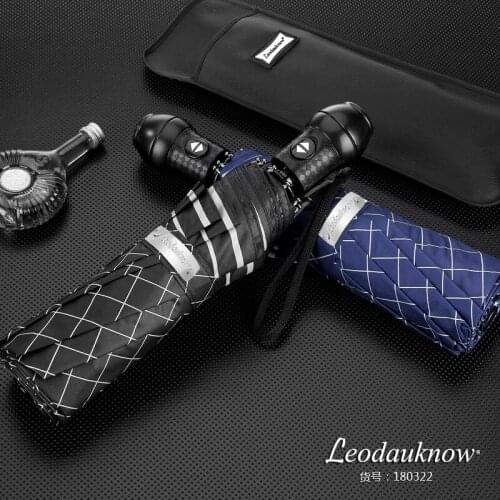 LEODAUKNOW Business Folding Umbrella Windproof Uv Rainproof Automatic Mens Umbrella Luxury Car Umbrella Ten Bone Frame Umbrella