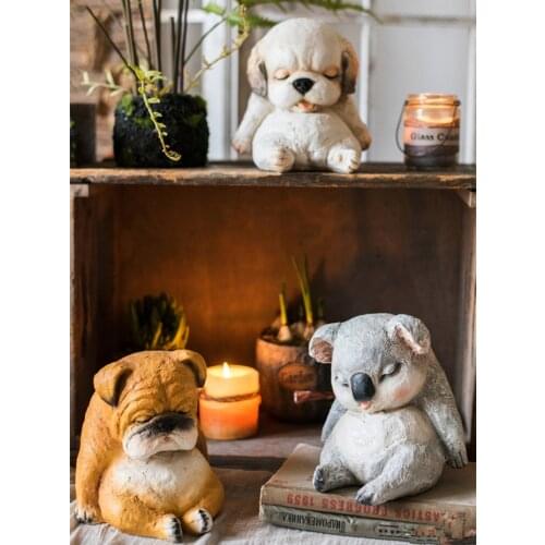 [MGT] European Creative resin sculpture sleepy pet koala/dog modern home garden decoration crafts living room decoration statues