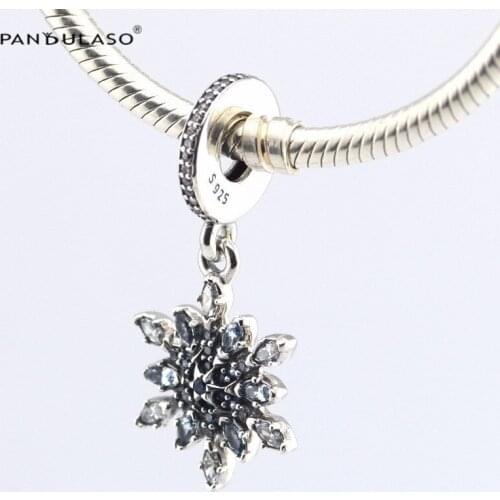 Fashion Beads Frozen Ice Snowflake Silver Charm With Clear CZ Beads For Woman DIY Jewelry Making Fit Original Bracelet