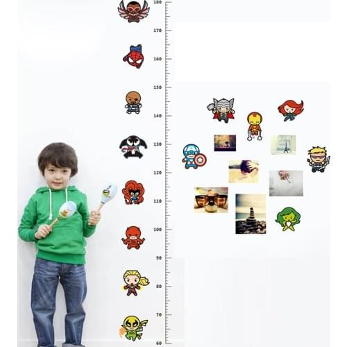 Avengers Height Measure Chart Wall Stickers For Kids Rooms Decals Art Children Room Decoration Poster Cartoon Boys Gift