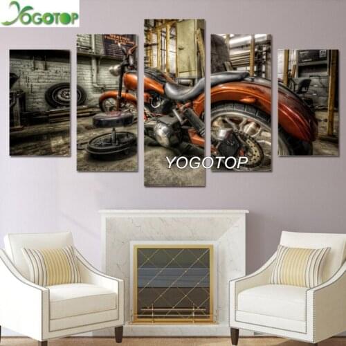 Diy Diamond Painting Motorcycle repair factory 5D Full Drill Mosaic Diamond Embroidery puzzle Home Decor 5 Pieces ML1213