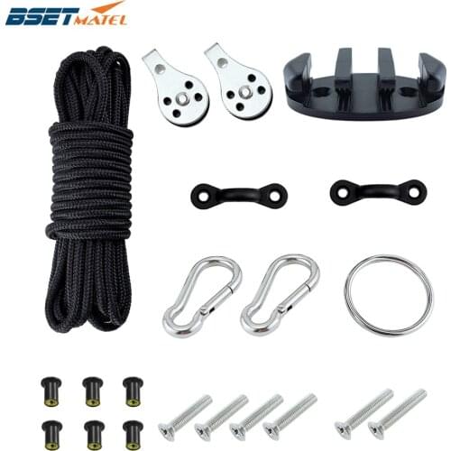 Water Sports Kayak Canoe Anchor Trolley Kit Cleat Rigging Ring Pulleys Pad Eyes Well Nuts Screws Rope Boats Decks Accessories