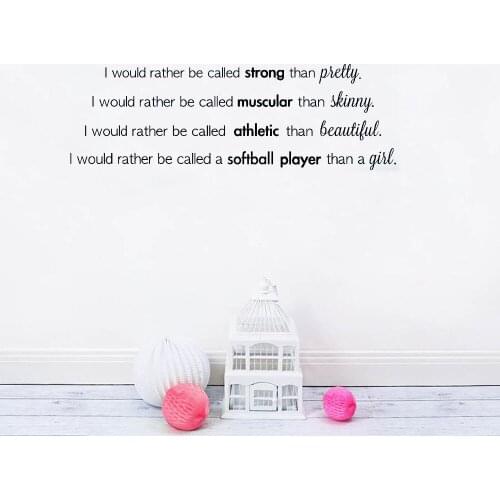 Softball Player Wall Stickers Quotes Girl Strong Muscular Athletic Phrase Wall Decal Soccer Vinyl Wallpaper Bedroom Decor LC108