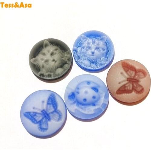 Natural Flatback Round Agate Cameo Vintage Small Cute Cat Butterfly Beetle Cabochons Cameo For Necklace DIY Accessory Jewellry