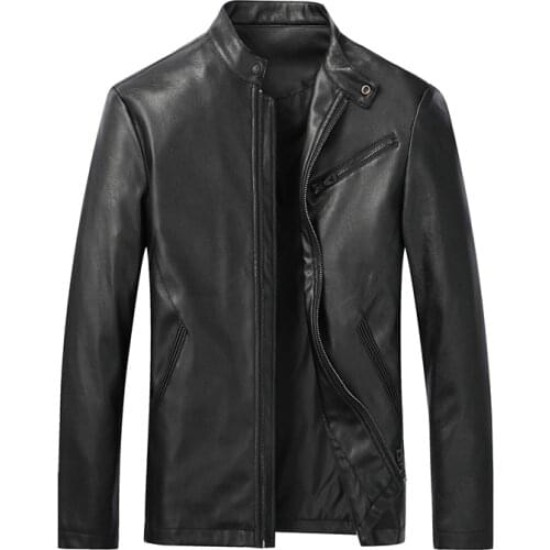 2021 Fall/winter new style leather jacket mens washed leather jacket lapel PU jacket main push