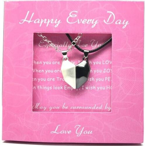 Legenstar New 2 Colors Magnetic Necklace Lovers Heart Pendant Distance Faceted Charm Necklace Women Mothers Day Gift 2021