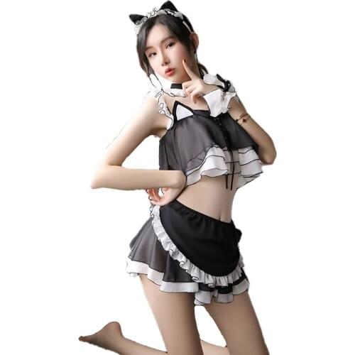 New Sexy Lingerie Maid Six Piece Uniform Role Playing Seduces Maids Women Body Suit Q607