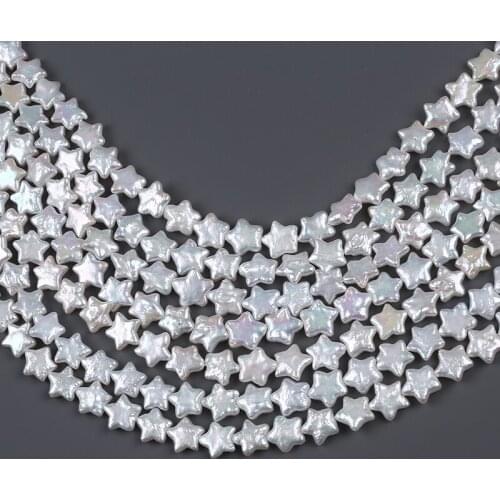 Five-Pointed Star Shape Natural Freshwater Coin Pearl Strand For Charm Earring Necklace Pendant Making