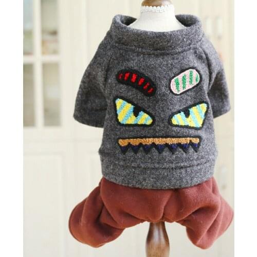 Cat and Dog Clothes Funny Expression New Teddy Bear Pup Caterpillar Monster Devil Dark Cool Four Legged Autumn Winter