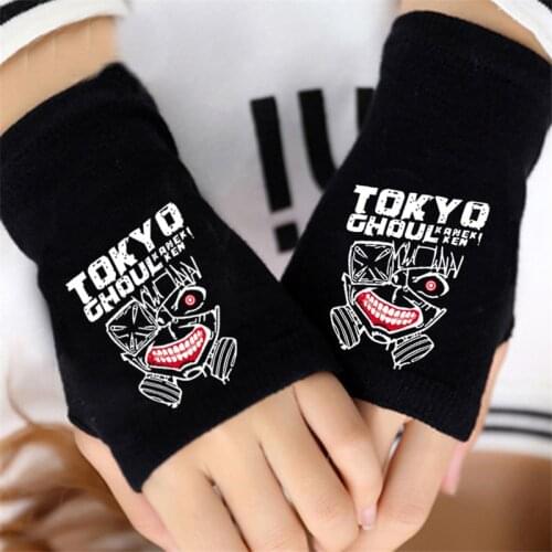Men Women Japanese Anime Cartoon Tokyo Ghoul Kaneki Ken Winter Warm Half Finger Glove Cosplay Accessories