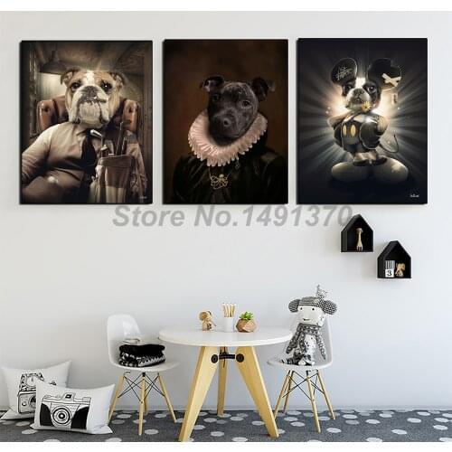 Sylvain Binet Poster Bulldog Mafia Painting And Prints Decorative Wall Art Canvas Pictures For Living Room Home Decor