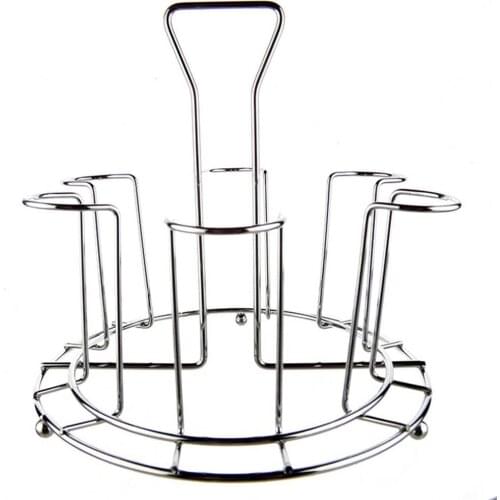 Cup Holder with 6 Fixators Smooth Silver Glass Protective Rack for Home Draining Holder Kitchen Supply Kitchen Accessories
