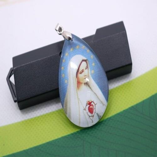 Catholic Star Virgin Mary Medal Jewelry Pendant. Blue Virgin Mary Jewelry Medal Gift