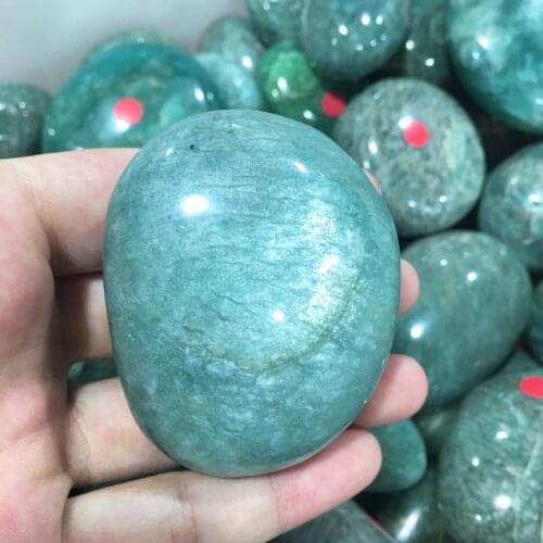 Natural Amazonite Quartz Crystal Palm Stone Chakra Healing Gemstone Home Decor 1pc